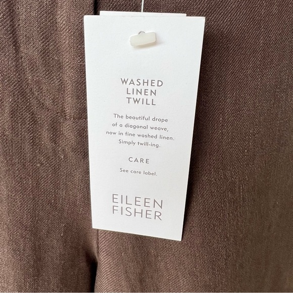 EILEEN FISHER WASHED LINEN TWILL BROWN WIDE LEG TROUSERS SIZE XL NWT - Picture 2 of 6